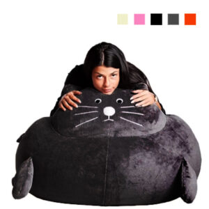 Pihe-puha, szürke plüss cica babzsákfotel. Az állatos babzsákjaink egyike.