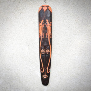 Indonéz törzsi maszk | faragott fa | 2 gyík