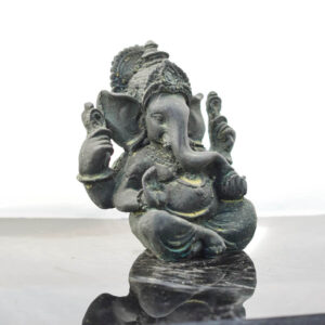 Kis Ganesha szobor | Kő | Sárgásan antikolt sötétszürke