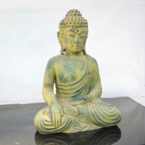 Buddha szobor | Sárgászöld - antikolt | Meditál