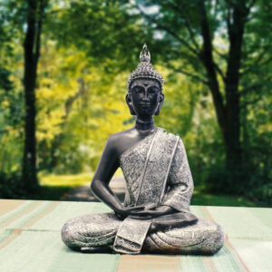 Fekete Buddha szobor - Ezüst lepellel