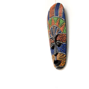 Afrikai törzsi maszk | faragott fa | Kék-piros