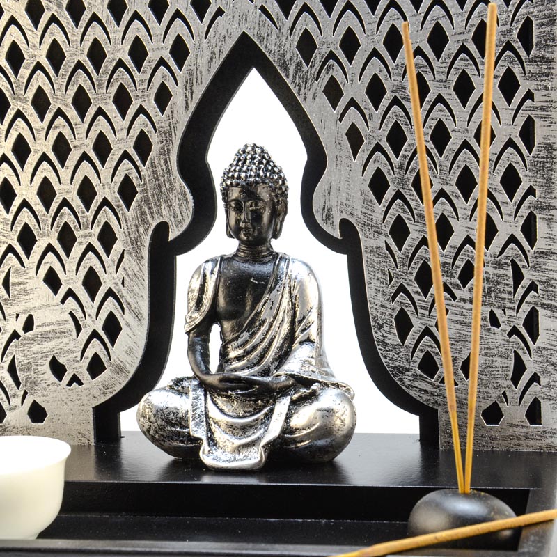 Asztali zen kert Buddha szoborral, kapuval