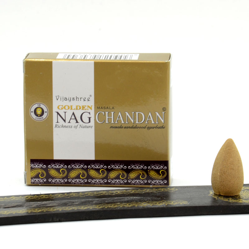 Vijayahree Golden Nag – masala szantál | Prémium füstölő kúp