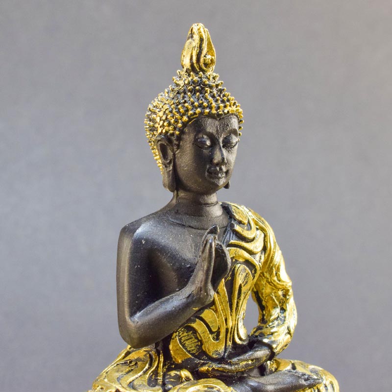 Kicsi fekete-arany Buddha füstölőtartó