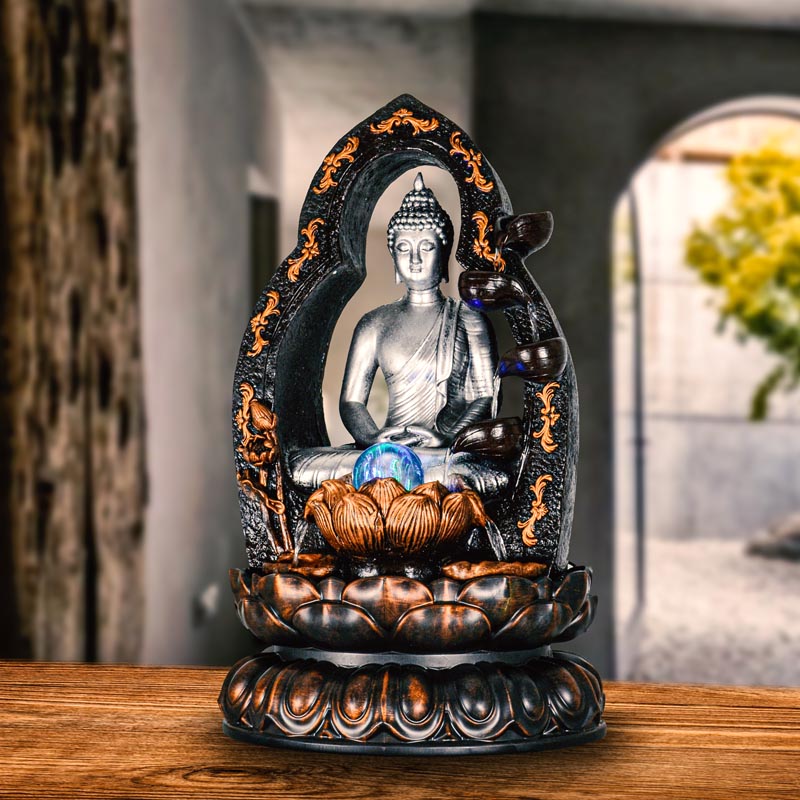 Ezüst Buddha| Asztali szökőkút | Szobai csobogó