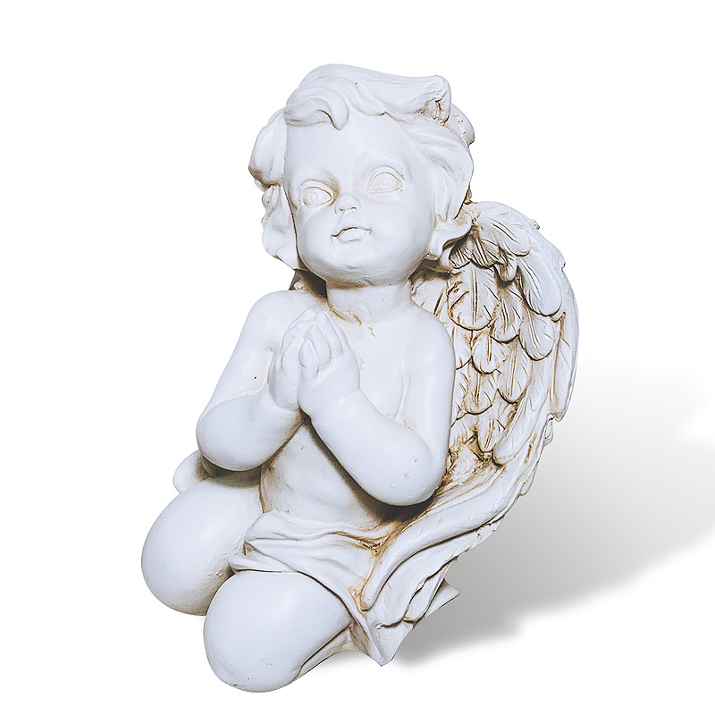 Kis méretű, gipsz angyal szobor · Fehér