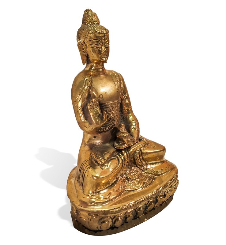 Gyógyító Buddha szobor rézből | Kis Buddha szobor Nepálból | Szerencsehozó Buddha