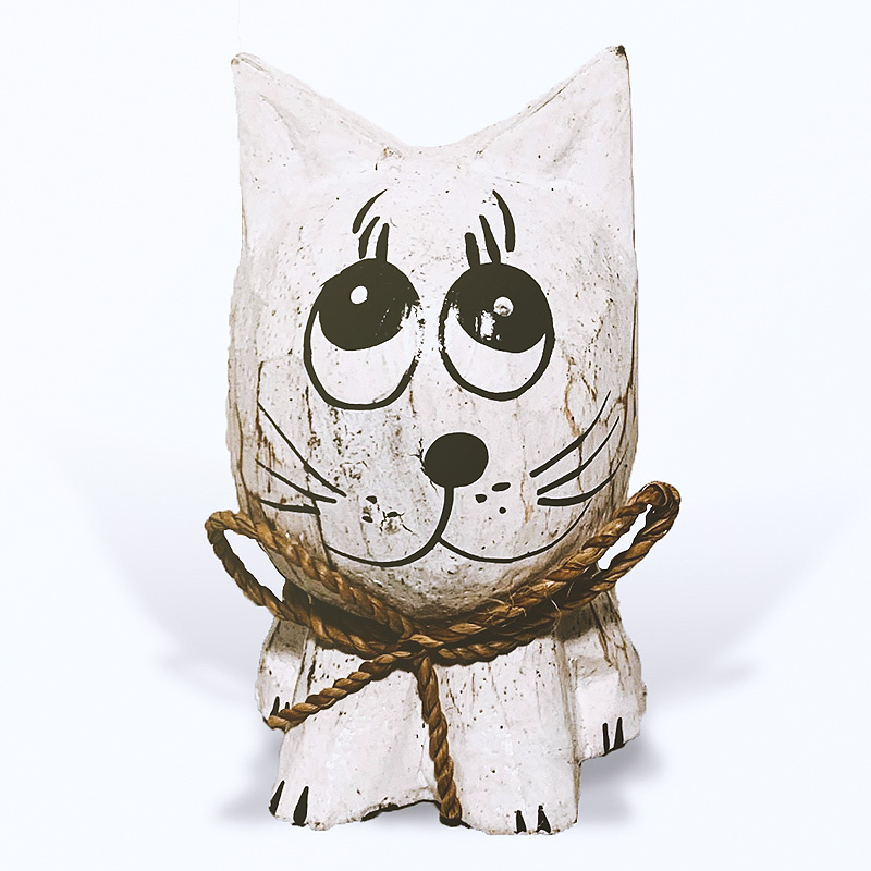Fa macska szobor fából | Faragtott macska szobor | Cica szobor fa